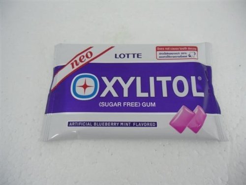 Neo Lotte Xylitol Chewing Gum Sugar Free Blueberry Made In Thailand logo
