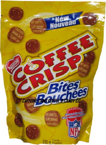 Nestle Coffee Crisp Bites – 4 X 210 Gram Bags. Chocolate Covered Bite-size Cookie Wafers With A Subtle Coffee Flavor. Imported From Canada. logo