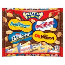 Nestle Nuts About Peanuts! Candy Bar Assortment Grab Bag With Butterfinger, Baby Ruth, Oh Henry & Goobers, 20 Ounce Bag (1 Pack) logo