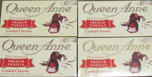 New Queen Anne Milk Chocolate French Vanilla Cordial Cherries (4 Boxes) 6.6 Oz. Each logo