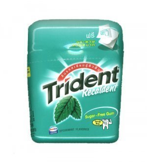 New Trident Recaldent Calcium Gum Sugar-free Spearmint Made In Thailand logo