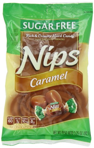 Nips Sugar Free Caramel Candy, 3.25 ounce Bags (Pack of 12) logo