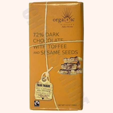 Nirvana Organic 72% Dark Chocolate Bar With Toffee & Sesame Seed logo