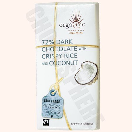 Nirvana Organic 72% Dark Chocolate With Cripsy Rice & Coconut logo