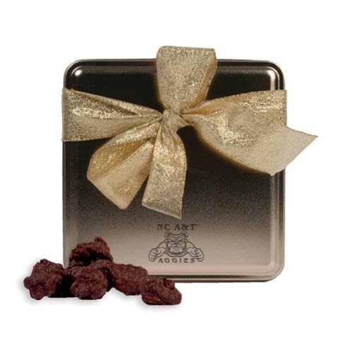 North Carolina A&t Decadent Chocolate Clusters Gold Medium Tin ‘nc A&t Aggies Engraved’ logo