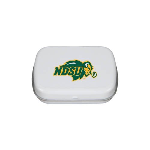 North Dakota State White Rectangular Peppermint Tin ‘ndsu Bison’ logo