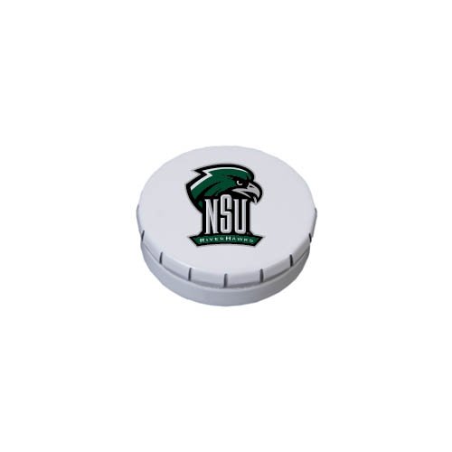 Northeastern State White Round Peppermint Clicker Tin ‘official Logo’ logo