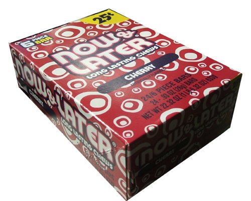 Now and Later Cherry Flavored Candy Forty-eight 4-piece Bars logo