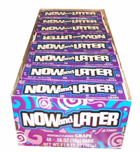 Now and Later Grape Flavored Candy Forty-eight 4-piece Bars logo