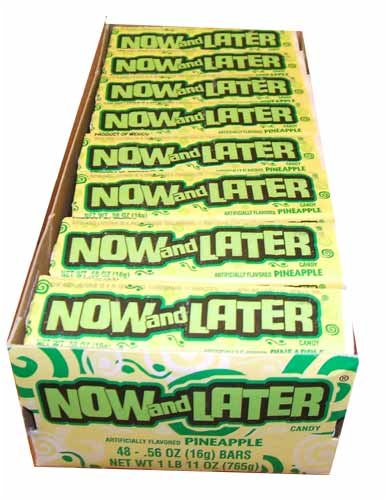 Now and Later Pineapple Flavored Candy Twenty Four 6-piece Bars logo