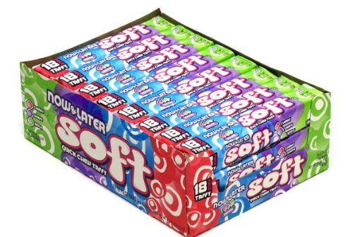 Now and Later Soft Quick Chew Candies Cherry, Apple, and Grape Flavors 2.75 Ounce Bars (Pack of 24) logo