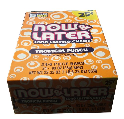 Now and Later Tropical Punch Flavored Candy 24/6-piece Bars logo