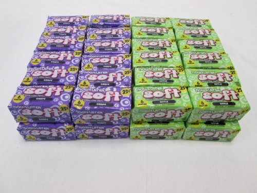 Now & Later Soft Apple/grape Long Lasting Taffy Chews – 48 Packs Of 6 Pieces Packages (144 Sticks Total) Tj6 logo