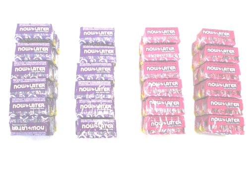 Now & Later Strawberry/grape Long Lasting Chews – 48 Packs Of 6 Pieces Packages (144 Sticks Total) Tj6 logo