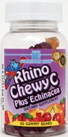 Nutrition Now Rhino Gummy Chewy C Strawberry Orange Lemon and Cherry — 60 Gummy Bears logo