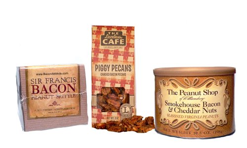 Nuts For Bacon Sampler Pack (3 Pc Set) – Bacon & Cheddar Peanuts, Maple Bacon Candied Pecans & Bacon Peanut Brittle logo