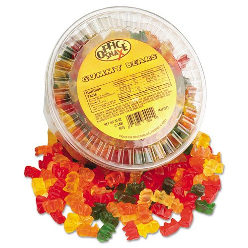 Office Snax Gummy Bears, Assorted Flavors, 2 Lb/tub logo