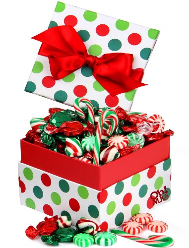 Old Fashioned Assorted Hard Candy In A Jovial Dot Candy Gift Box Loaded With Wrapped Arcor Candy, Mini Candy Canes & Starlight Mint Discs, logo