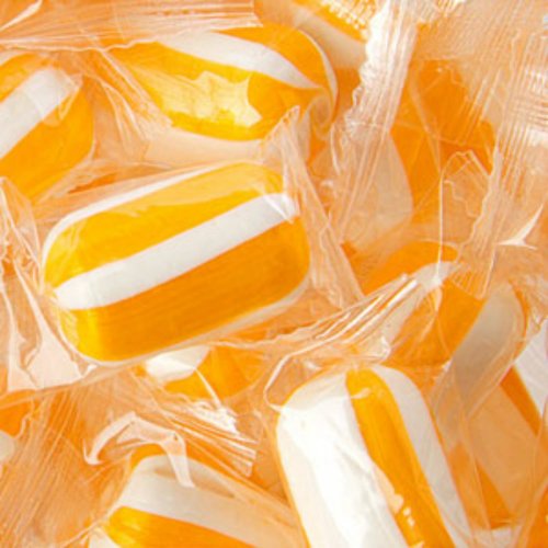 Orange Sassy Cylinders Orange & White Striped Candy 1lb Bag logo