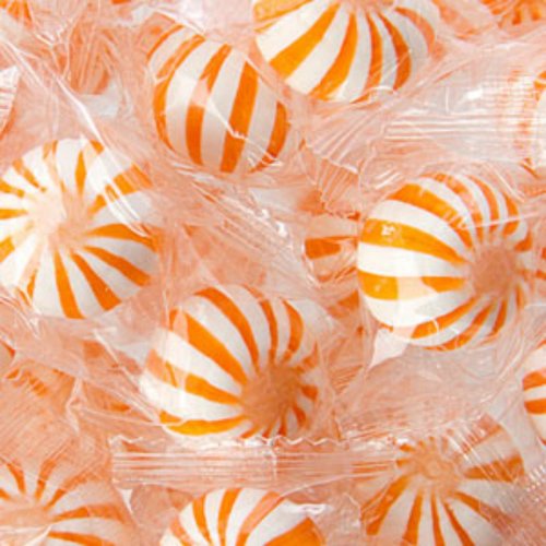 Orange Sassy Spheres Orange & White Striped Candy Balls 1lb Bag logo