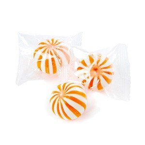 Orange & White Sassy Spheres Striped Candy Balls Orange 1 Pound logo