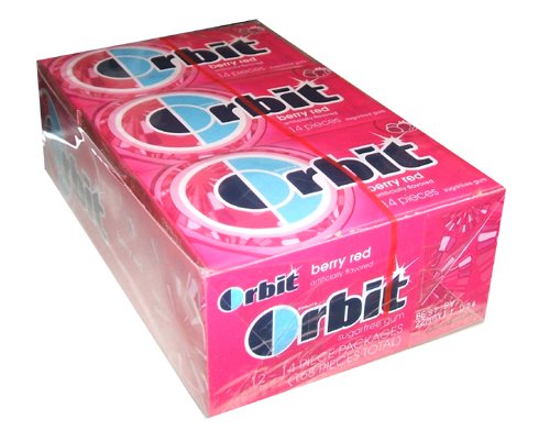 Orbit Berry Red Sugarless Chewing Gum Fourteen Piece Packs (Pack of 12) logo