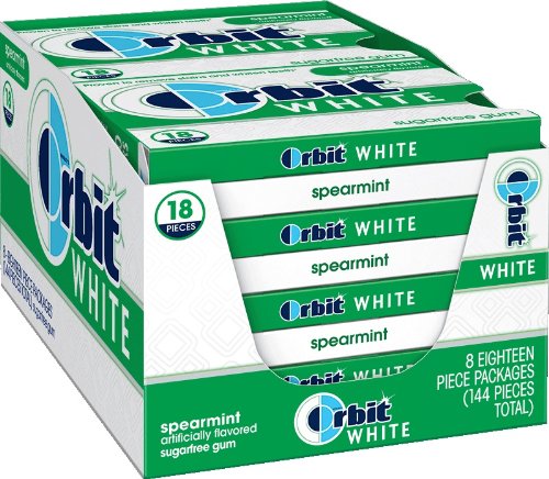 Orbit Chewing Gum, White Spearmint, Tear Pack, 18-count (Pack of 8) logo