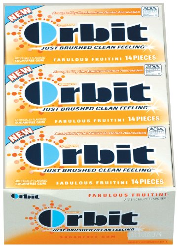 Orbit Fabulous Fruitini Sugarfree Gum, 14-piece Packs (Pack of 24) logo