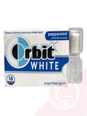 Orbit Gum, Sugarfree, White, Peppermint, 18 Ct (Pack of 8) logo