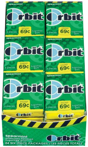 Orbit Mini Micro Pack Gum, Spearmint, 0.025-pound (Pack of 24) logo