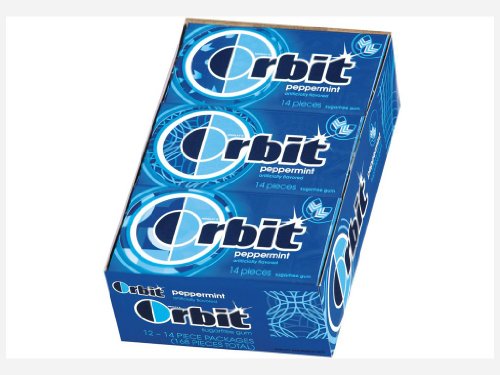 Orbit Pepermint Artificial Flavored Sugarfree Gum 12-14 Piece Packages (168 Pieces Total)a110 logo