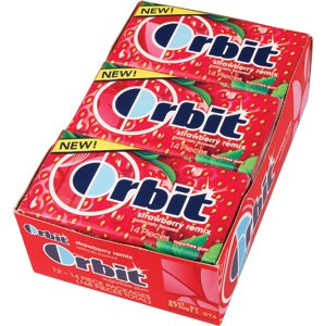 Orbit Strawberry Remix Artificial Flavored Sugarfree Gum 12-14 Piece Packages (168 Pieces Total)a110 logo
