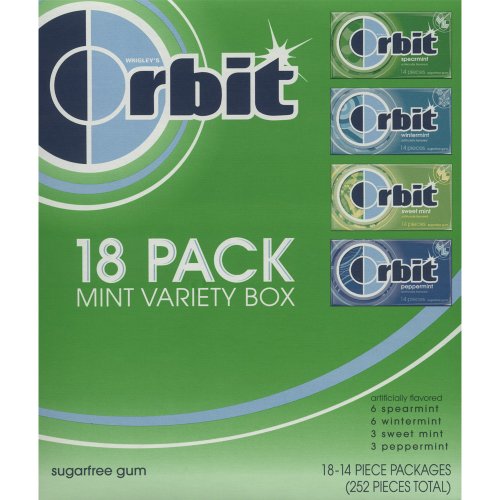 Orbit Sugarfree Gum 18 Pack Mint Variety Box logo