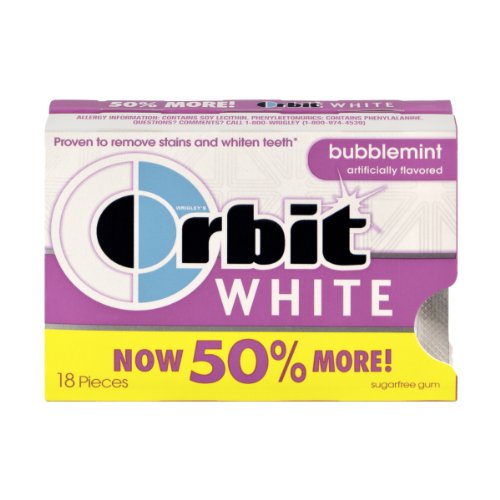 Orbit White Bubblemint Sugarfree Gum, 18 Ct (Pack of 8) logo