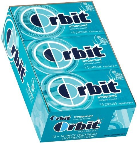 Orbit Wintermint Artificial Flavored Sugarfree Gum 12-14 Piece Packages (168 Pieces Total)a110 logo