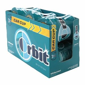 Orbit Wintermint Artificial Flavored Sugarfree Gum Car Cup – 6 X 32 Piece Bottles (192 Pieces Total) Bubblemint logo