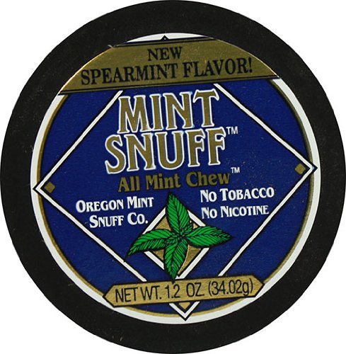 Oregon Mint Snuff Co. – Mint Snuff All Mint Chew – Spearmint Flavor 1.2oz Tin (5 Cans) logo