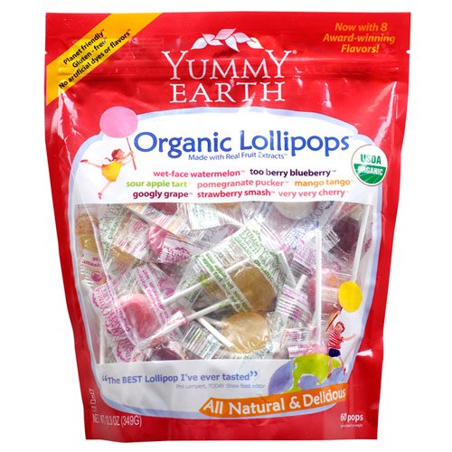 Organic Assorted Flavors Family Size Bag Lollipops (60 Lollipops) logo
