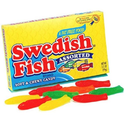 Original Swedish Fish Assorted 3.5 Ounce Theater Size Pack 12 Boxes logo