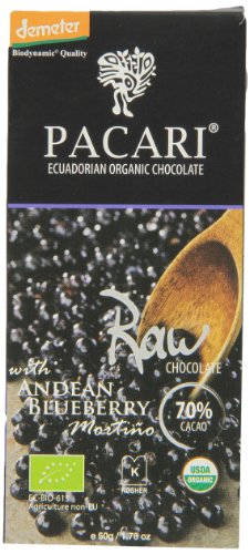 Pacari Ecuadorian Organic Raw Chocolate, 70% With Andean Blueberries Mortino, 50 Gram logo