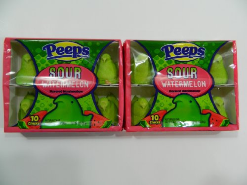 pack of 2 Peeps Sour Watermelon Flavored Marshmallows 10 Chicks Per Pack logo