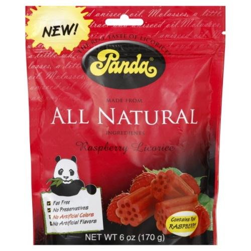 Panda Licorice, Raspberry Chews, 6 ounce Bags (Pack of 12) logo