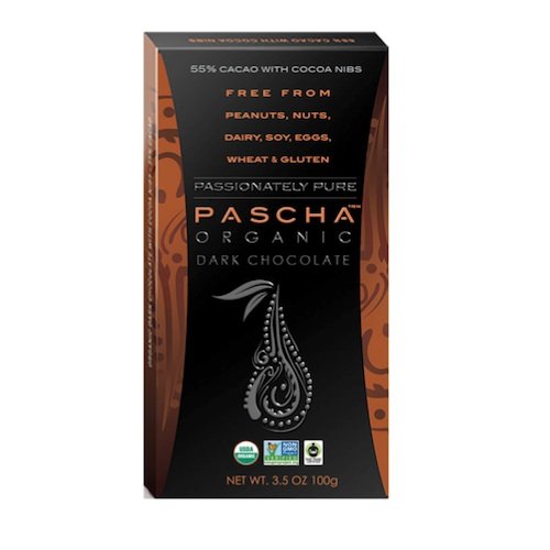 Pascha Organic Dark Chocolate With Cocoa Nibs, 3.5 Ounce (Pack of 10) logo