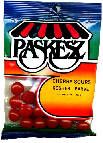 Paskesz Cherry Sours, 3 ounce Bags (Pack of 24) logo