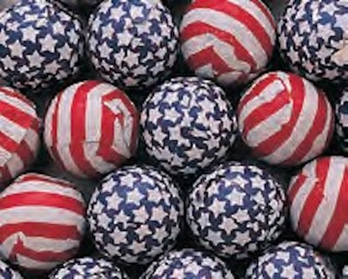 Patriotic Usa Stars and Stripes Foiled Milk Chocolate Balls 5lb Bag logo