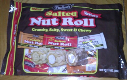 Pearson’s Variety Salted Nut Roll – Peanut Butter, Original, and Chocolate Covered – Bite Size 11 Ounce logo