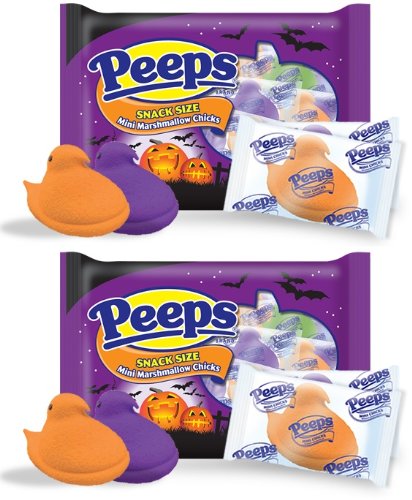 Peeps Halloween Snack Size Mini Marshmallow Chicks Orange, Green and Purple Individually Wrapped 34ct. Bag (2 Pack) logo