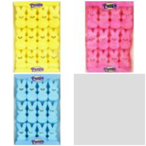 Peeps Marshmallow Bunnies- 3 Packs Of 12 One Of Each Color: Blue, Yellow, and Pink logo