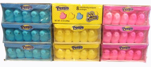 Peeps Ultimate Easter Snack Pack 8 Individual Packages Yellow, Blue and Pink Peeps 40 Total logo