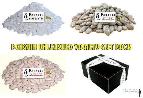 Penguin Caffeinated Mints Bulk Variety Gift Box 3 Flavors 8oz Each logo